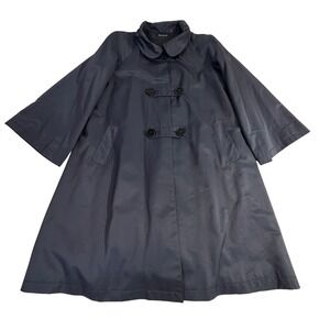 Searle Cotton Nylon Swing Coat Sz 8 Navy Peter Pan Collar Made in USA